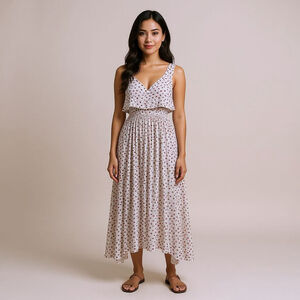 Girl Tauk White Red Floral High Low Maxi Dress - Medium